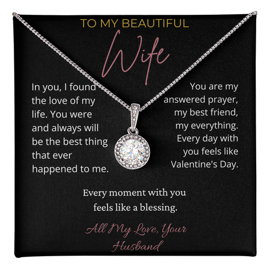 To My Beautiful Wife Necklace - Eternal Hope Answered Prayer Gift from Husband | Valentine's Day Anniversary
