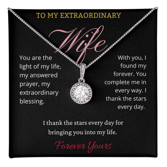 To My Extraordinary Wife Necklace - Eternal Hope Gift with Message Card - Valentine's Day Anniversary Gift from Husband - Romantic Jewelry for Wife Birthday - Meaningful Wife Appreciation Gift